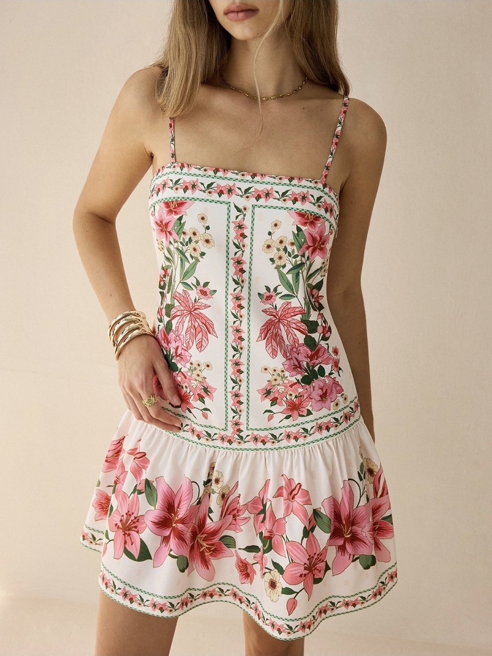 Commense Mini Dress with Pink Floral Print